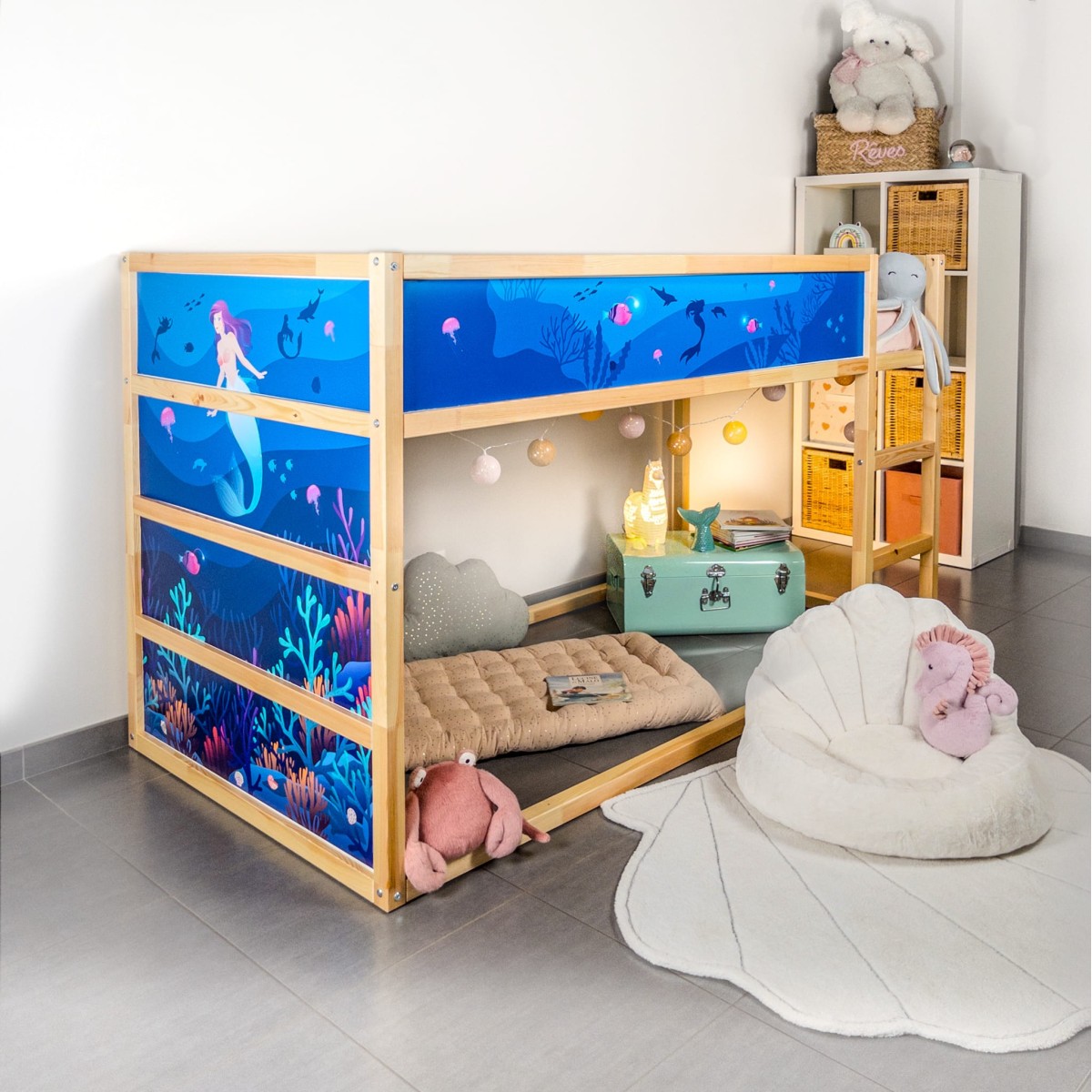 STICKER "Sous l'océan" compatible avec le lit IKEA KURA