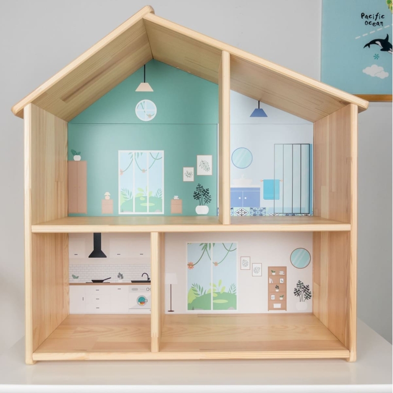 STICKER "Comme à la maison" compatible avec la maison de poupée IKEA Flisat