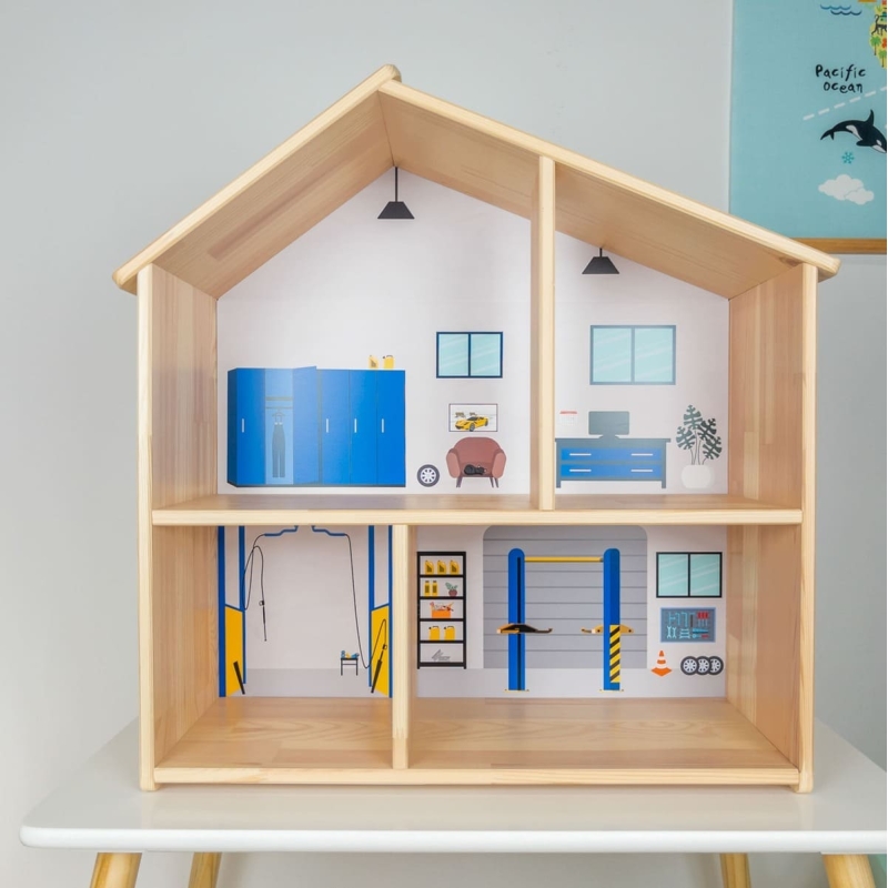 STICKER "Un tour au garage" compatible avec la maison de poupée IKEA Flisat