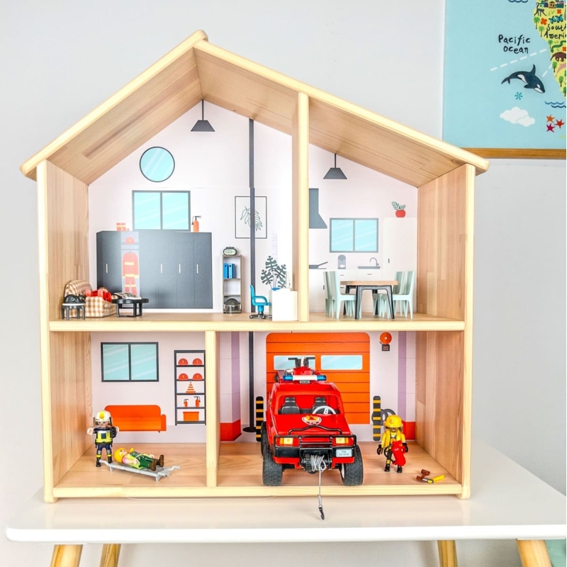 STICKER "Au feu les pompiers" compatible avec la maison de poupée IKEA Flisat